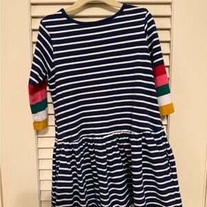 Mini Boden Blue and White Ruffled Tiered Dress